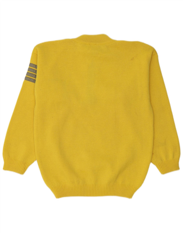 Vintage Herren-Pullover mit Reißverschluss, IT 46, kleine gelb gestreifte Wolle