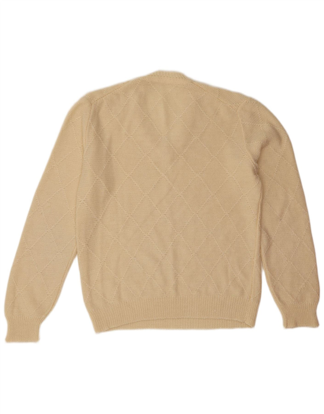 Vintage Herren V-Ausschnitt Pullover Pullover Groß Off White Argyle/Diamant