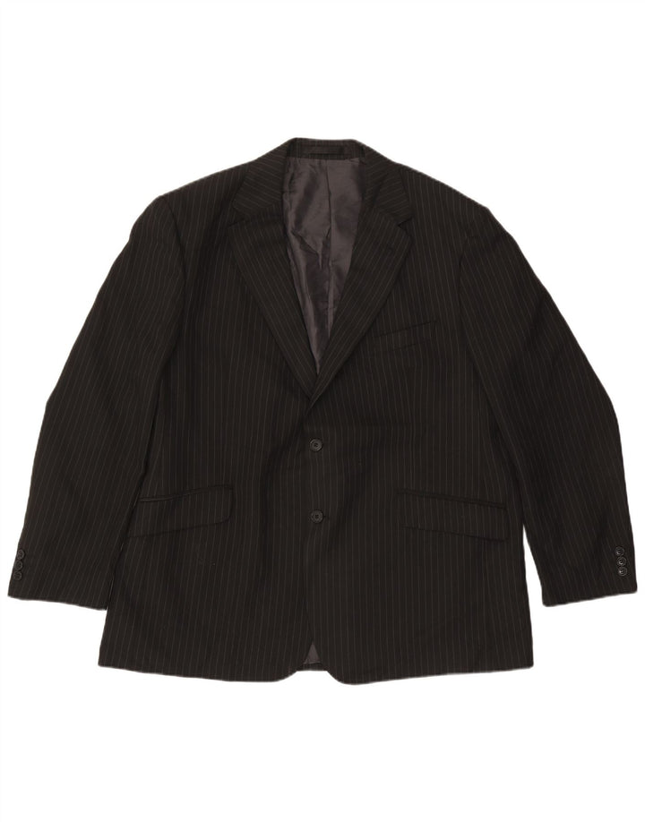 MARKS & SPENCER Herren 2-Knopf-Blazerjacke UK 46 3XL Schwarzer Nadelstreifen