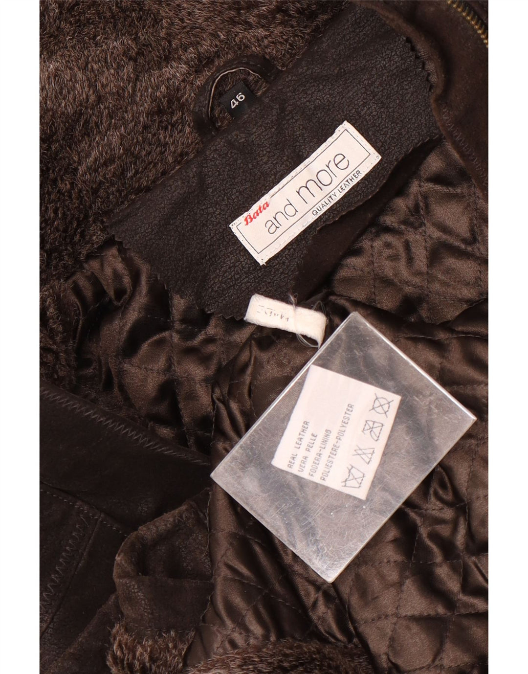 Bata and More Damen-Lederjacke mit Kapuze, IT 46, großes braunes Leder