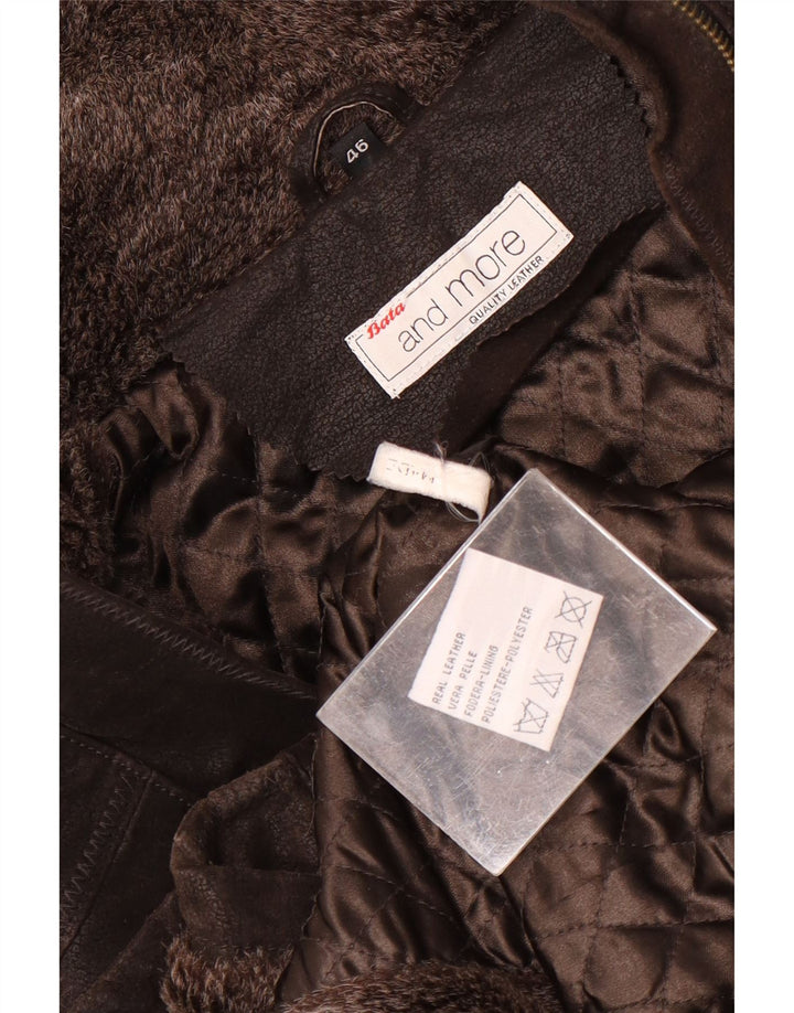 Bata and More Damen-Lederjacke mit Kapuze, IT 46, großes braunes Leder