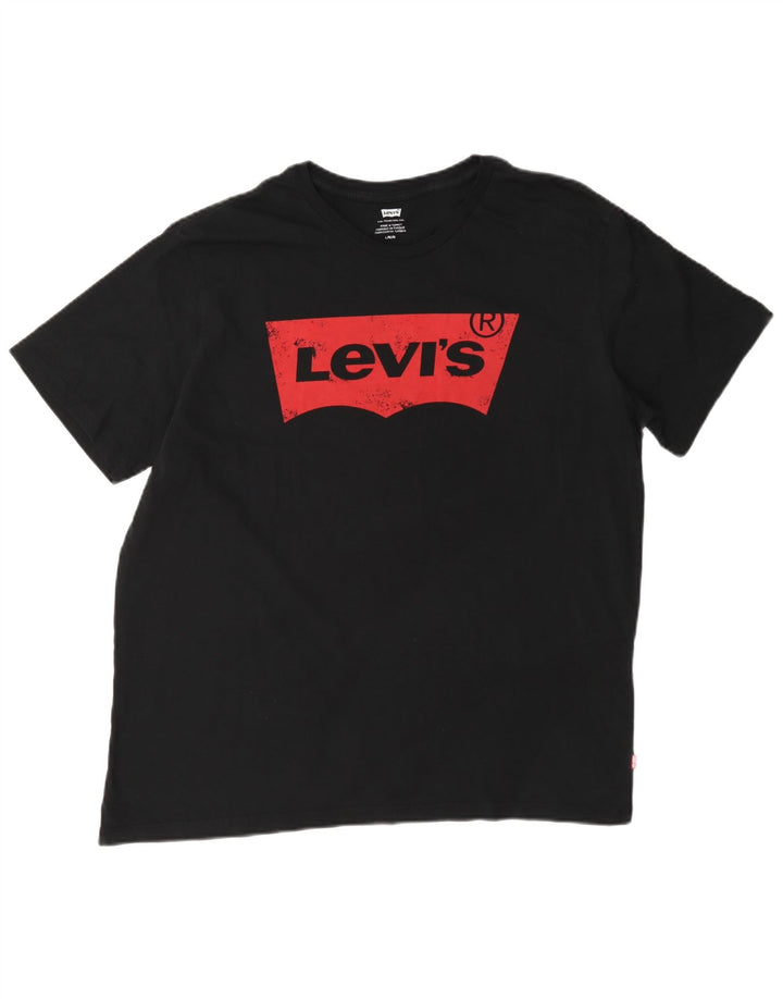 Levi's Herren-T-Shirt mit Grafik, Größe L, aus schwarzer Baumwolle