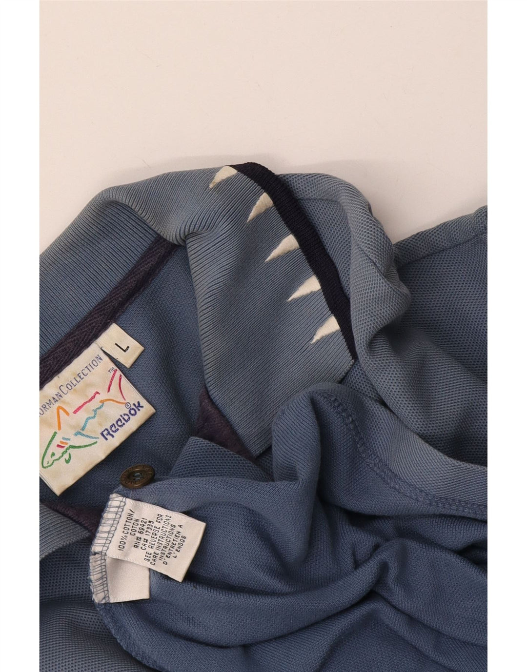 Reebok Herren-Poloshirt mit Grafik, groß, aus blauer Baumwolle