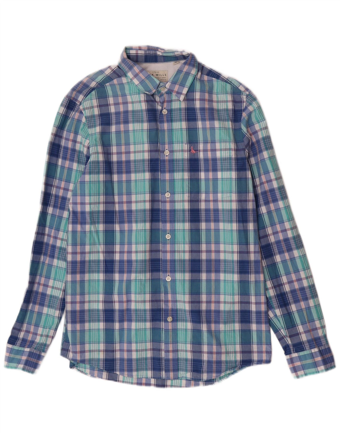 Jack Wills Herren-Hemd in klassischer Passform, klein, blau kariert, Baumwolle