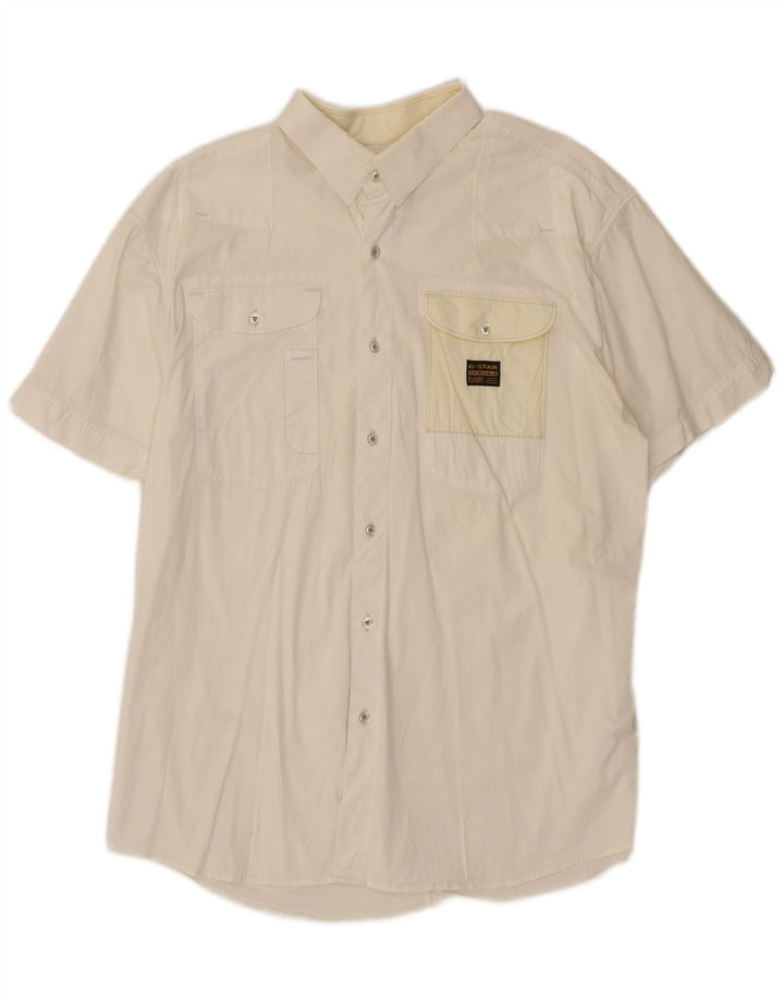 G-STAR Mens Short Sleeve Shirt 2XL White Cotton