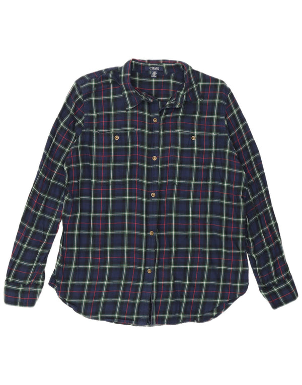 Chaps Flanellhemd für Damen, UK 16, groß, marineblau, kariert, Baumwolle