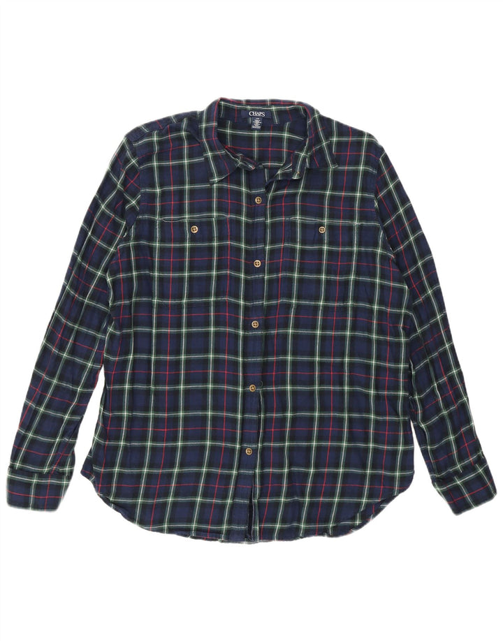 Chaps Flanellhemd für Damen, UK 16, groß, marineblau, kariert, Baumwolle