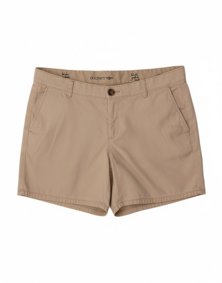 DOCKERS Womens Chino Shorts US 10 Large W34  Beige Cotton
