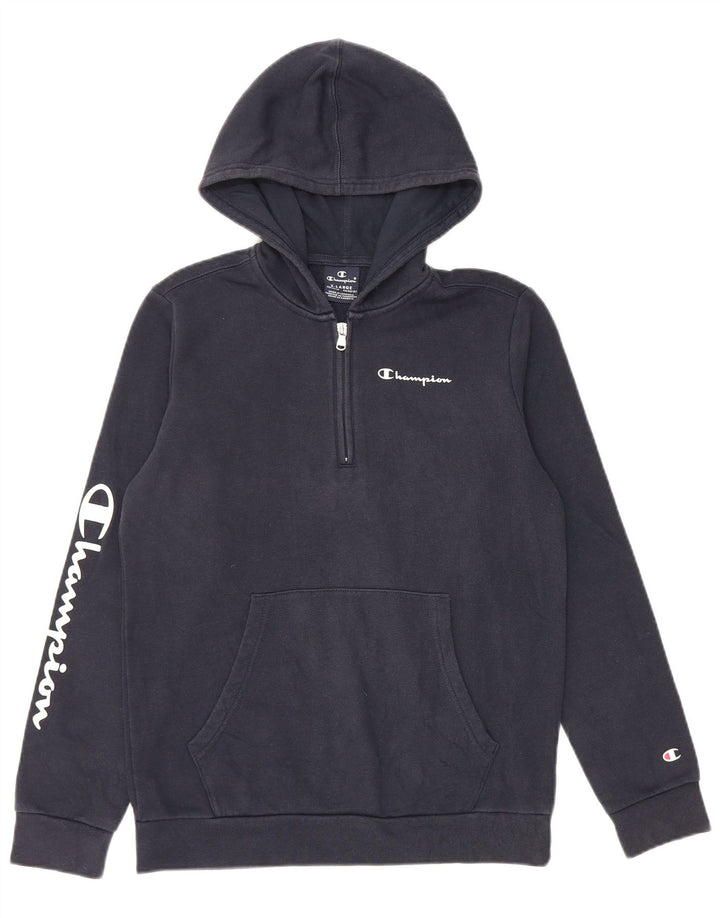 CHAMPION Jungen-Kapuzenpullover mit grafischem Reißverschluss und Reißverschluss, 13–14 Jahre, XL, Marineblau