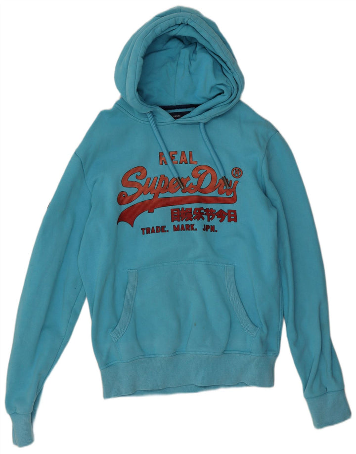 Superdry Herren Grafik-Kapuzenpullover aus mittelblauer Baumwolle