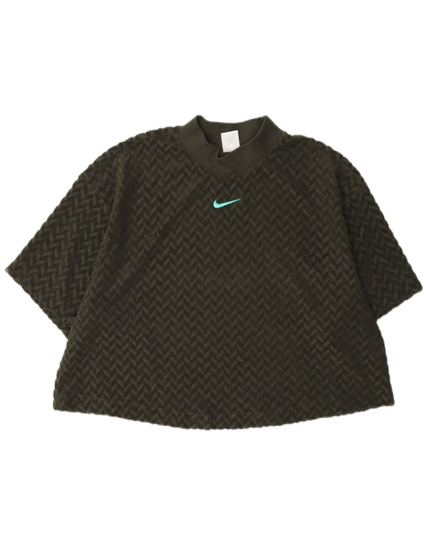 Nike Damen-T-Shirt mit Grafik, UK 18, XL, grüne Baumwolle mit Fischgrätenmuster