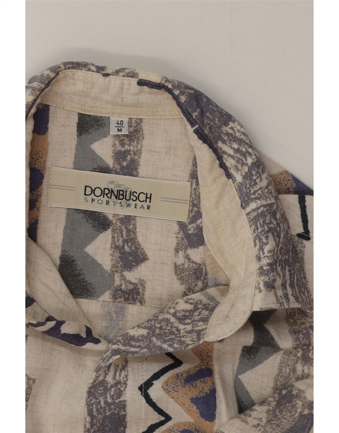 DORNBUSCH Mens Short Sleeve Shirt Size 40 Medium Beige Geometric