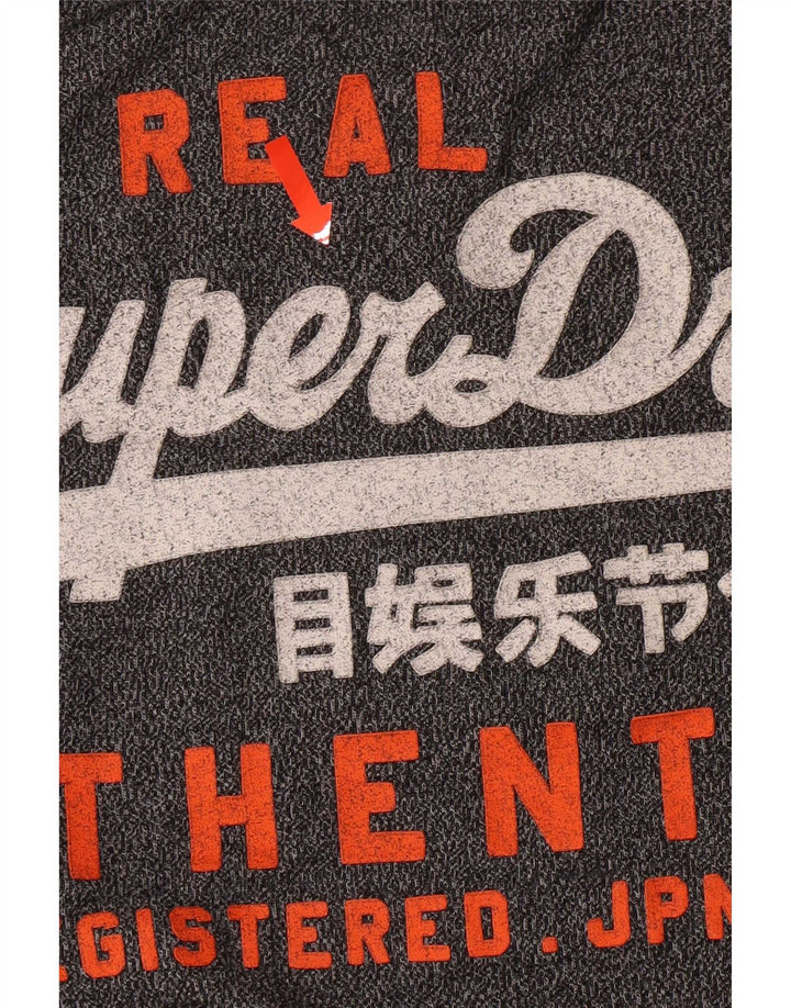 Superdry Herren Grafik-T-Shirt-Oberteil aus mittelgrau gesprenkelter Baumwolle