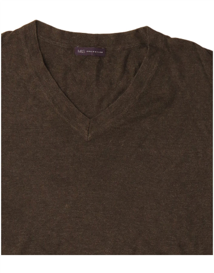 Marks & Spencer Damen-Pullover in Übergröße mit V-Ausschnitt, Gr. 10, Größe S, Khaki