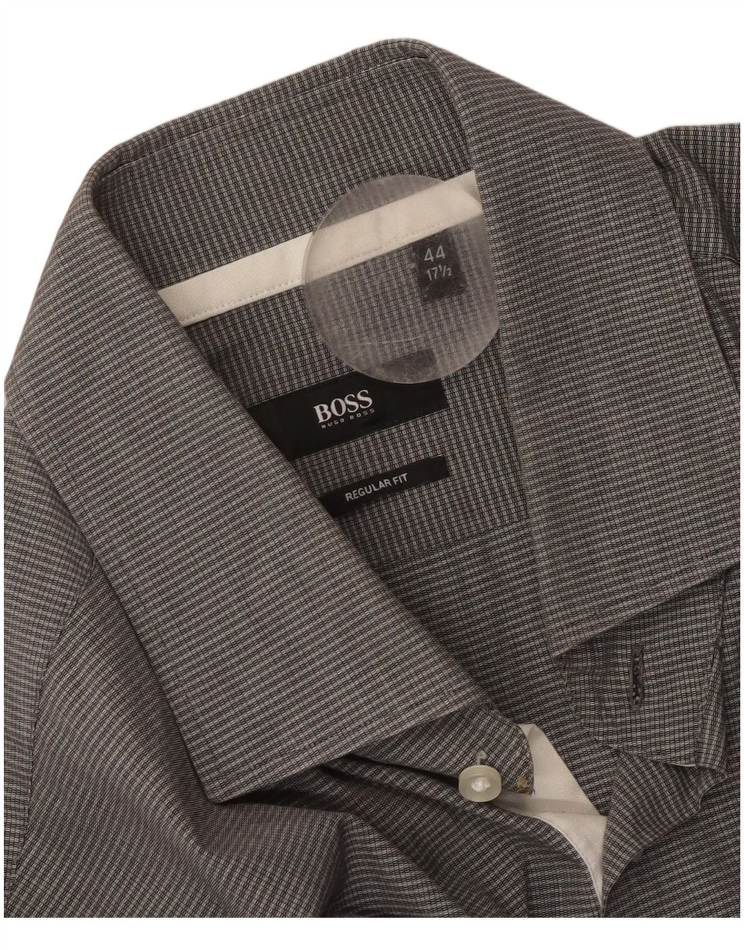 Hugo Boss Herren-Hemd in normaler Passform, Größe 44 17 1/2 XL, grau karierte Baumwolle