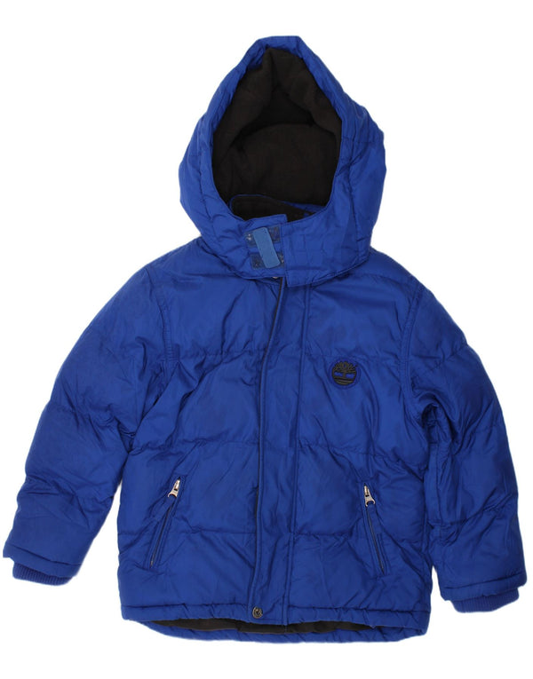 TIMBERLAND Wattierte Jungenjacke mit Kapuze, 5–6 Jahre, blaues Polyester