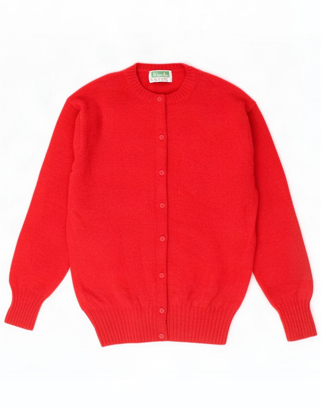 Benetton Damen-Cardigan-Pullover UK 14 Mittelrote Schurwolle
