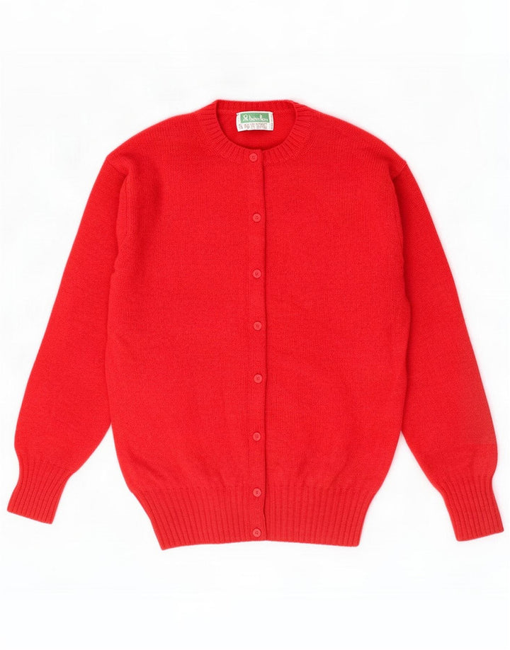 Benetton Damen-Cardigan-Pullover UK 14 Mittelrote Schurwolle