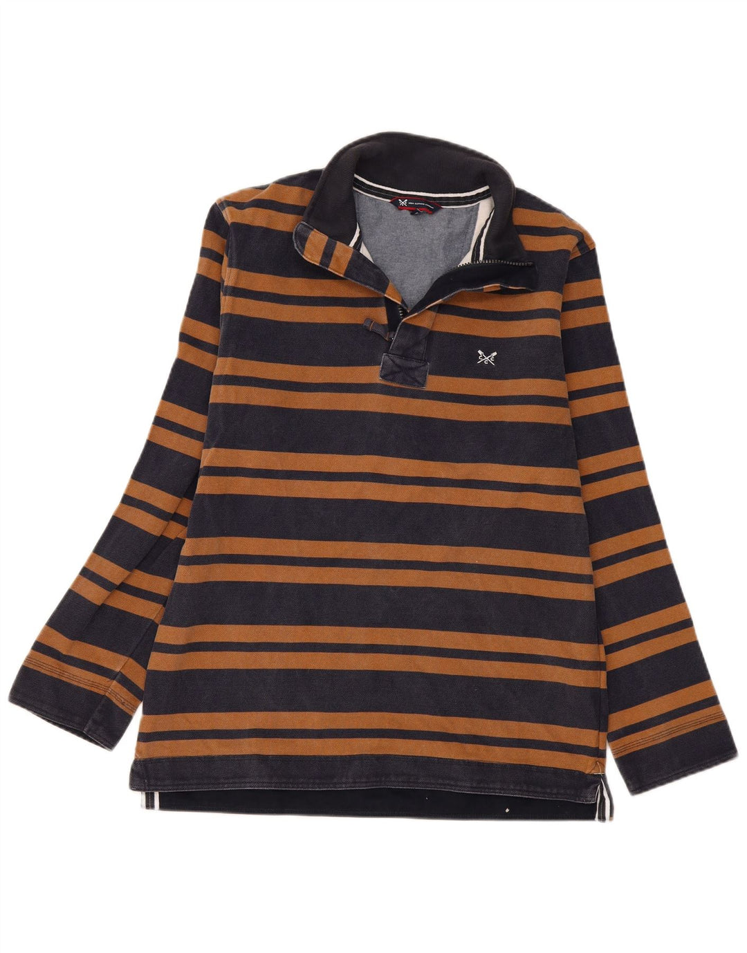 Crew Clothing Herren-Sweatshirt mit Reißverschluss am Hals, mittleres Marineblau gestreift