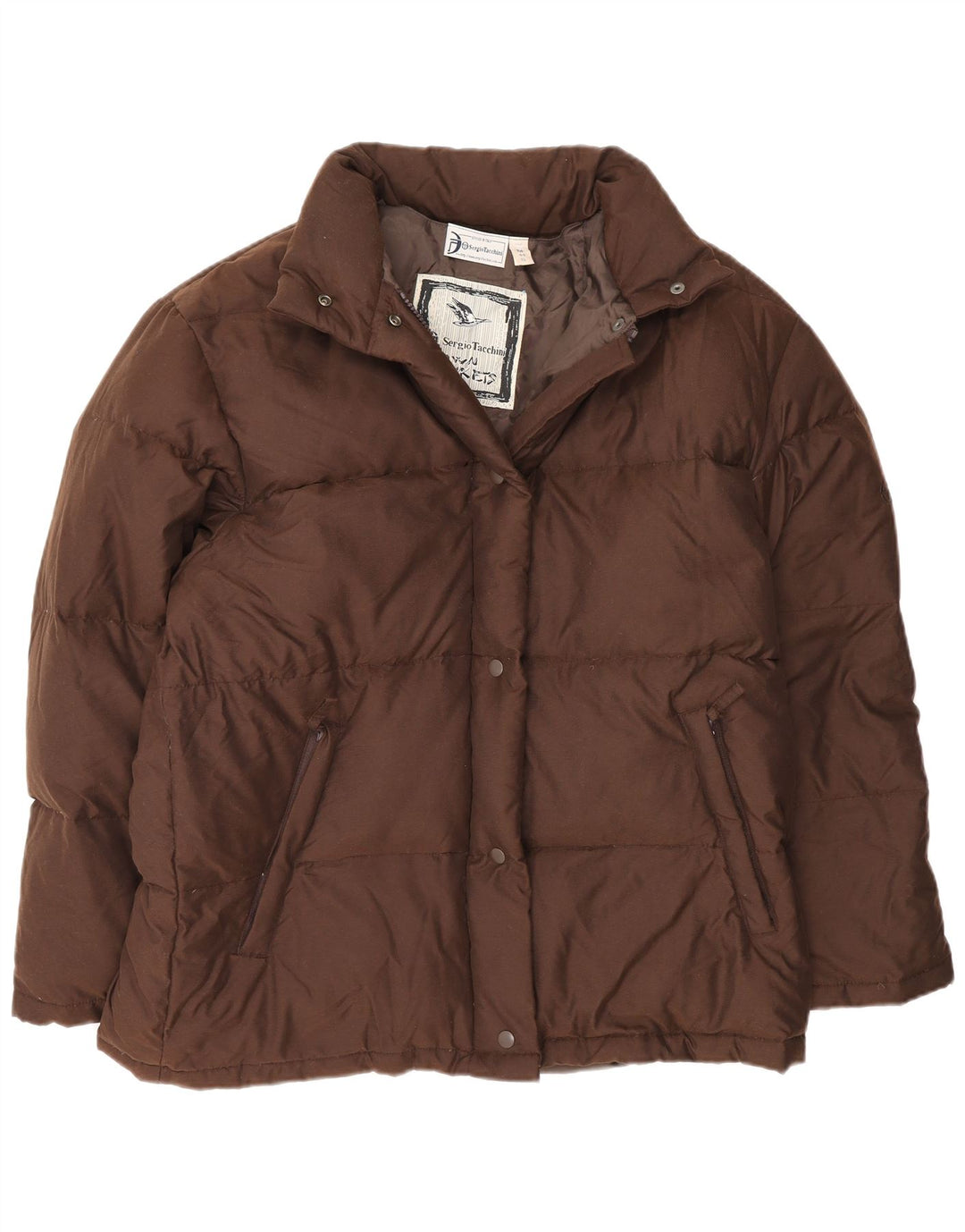 Sergio Tacchini Damen Loose Fit Wattierte Jacke UK 14 Mittelbraunes Polyamid