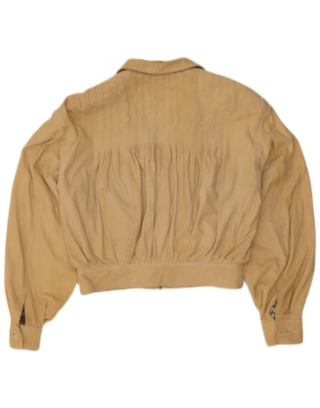 Lamatta Damen-Bomberjacke aus übergroßem, bauchfreiem Wildleder, Gr. 16, großes beiges Leder