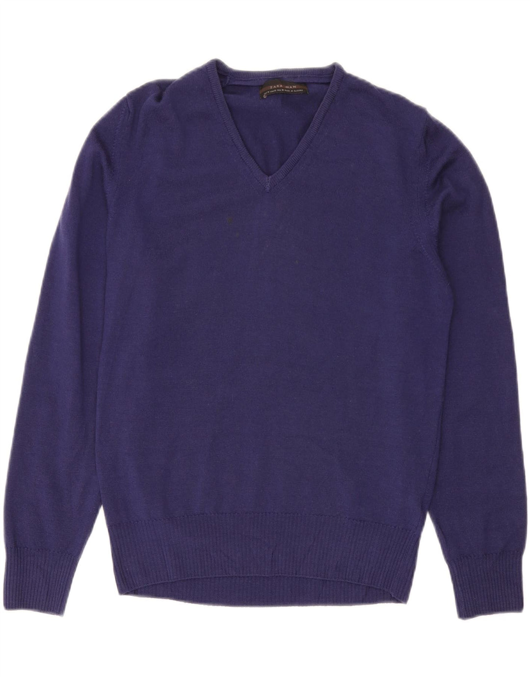 Zara Herren-Pullover mit V-Ausschnitt aus mittelvioletter Wolle