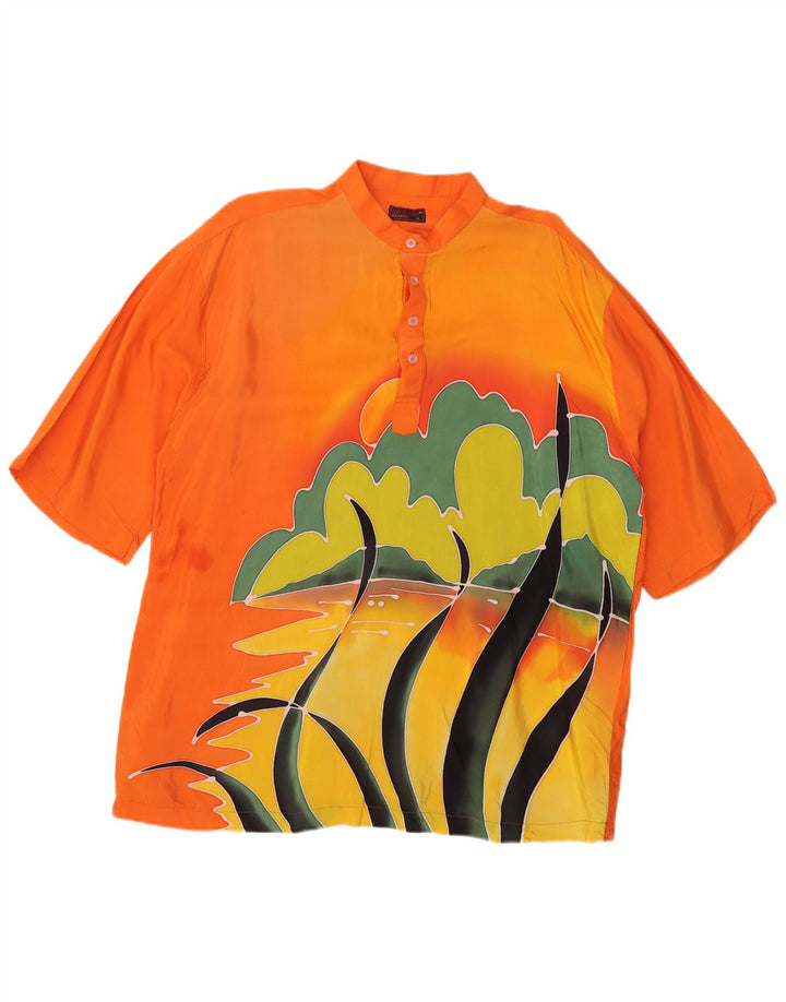 Vintage Herren Grafik Kurzarm Pullover Shirt Groß Orange