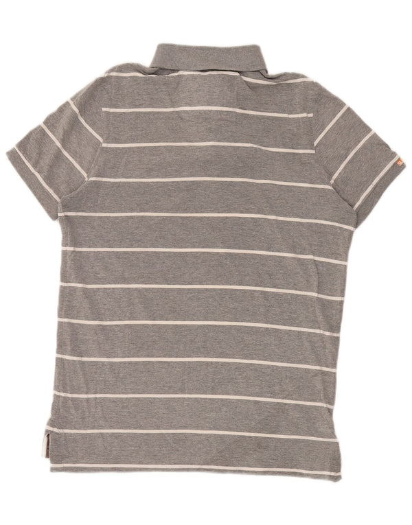 Superdry Mens Graphic Rugby Polo Shirt Large Grey Striped Polyester