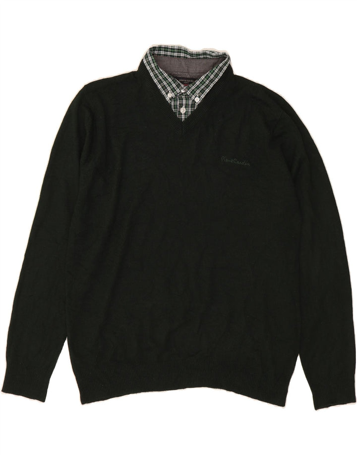 PIERRE CARDIN Mens V-Neck Jumper Sweater Medium Green Acrylic Vintage Pierre Cardin and Second-Hand Pierre Cardin from Messina Hembry 