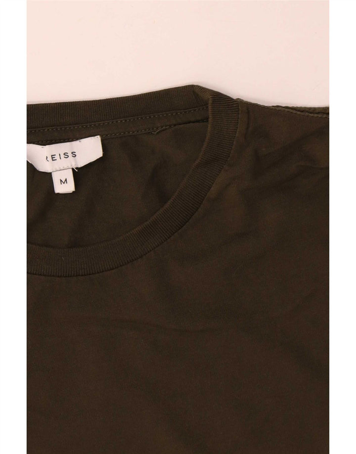 Reiss Herren-T-Shirt-Oberteil aus mittlerer Khaki-Baumwolle