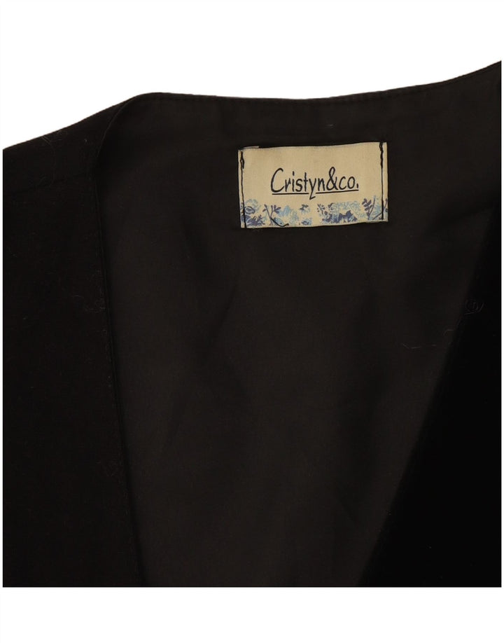 Vintage Damen Weste UK 14 Medium Schwarz Patchwork