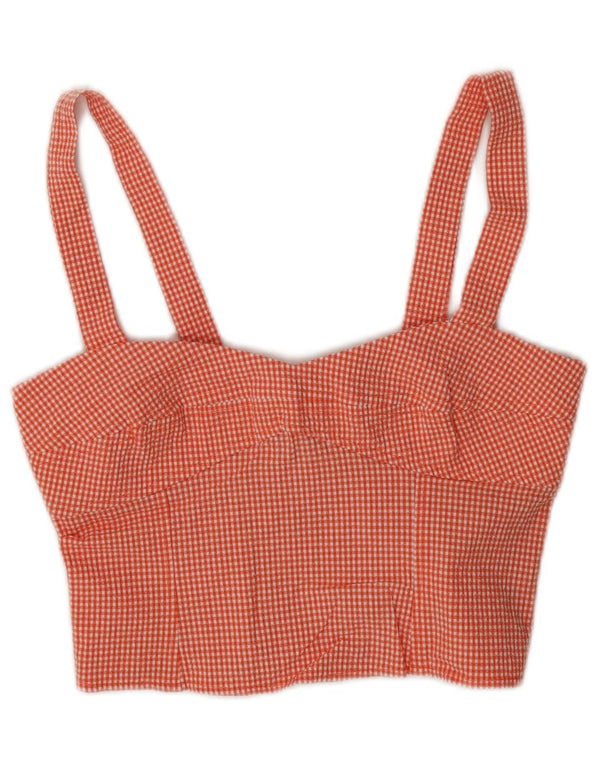 Ärmelloses Crop-Top für Damen von Zara, UK-Größe 8, aus Baumwolle mit rotem Gingham-Karomuster