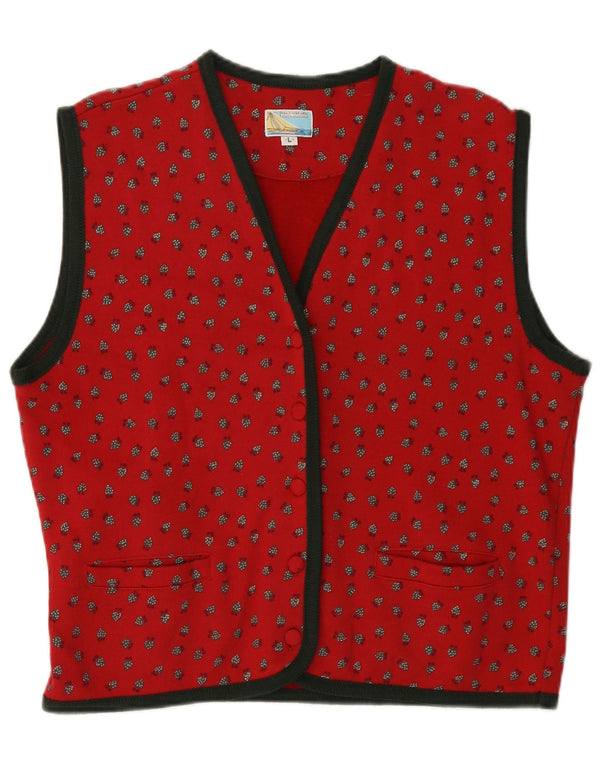 Naj Oleari Ärmelloser Damen-Cardigan-Pullover UK 16 Large Red Spotted