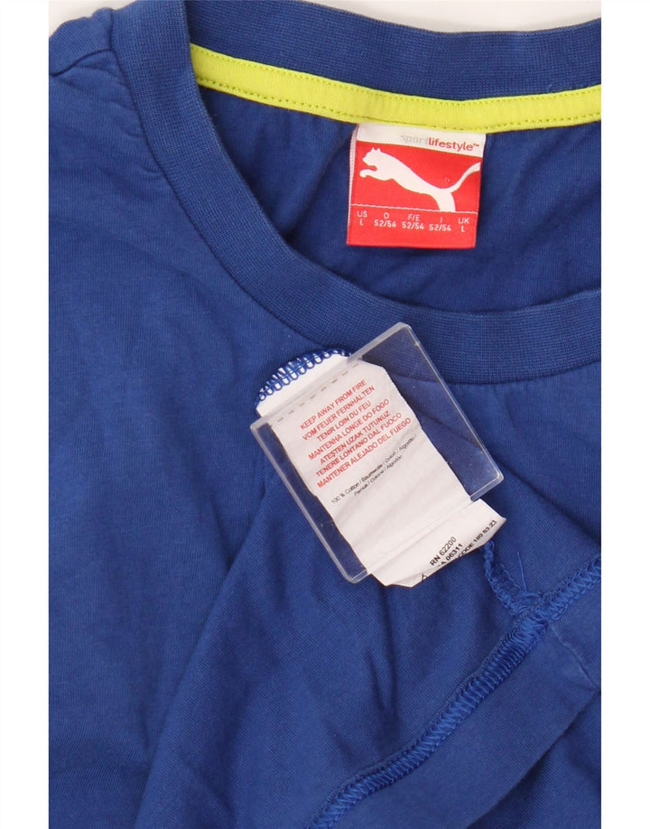 Puma Herren Grafik-Weste-Top, groß, blaue Baumwolle