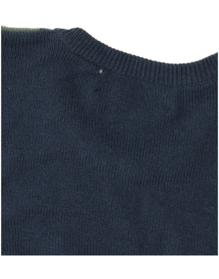 Lyle & Scott Herren-Pullover mit Rundhalsausschnitt, Größe L, Marineblau mit Argyle-Muster/Diamantmuster