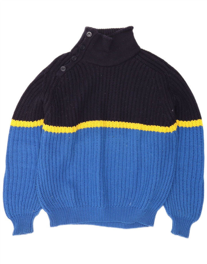 Ocean Star Herren-Pullover mit Knopfkragen, IT 52, Größe L, Blau, Farbblock