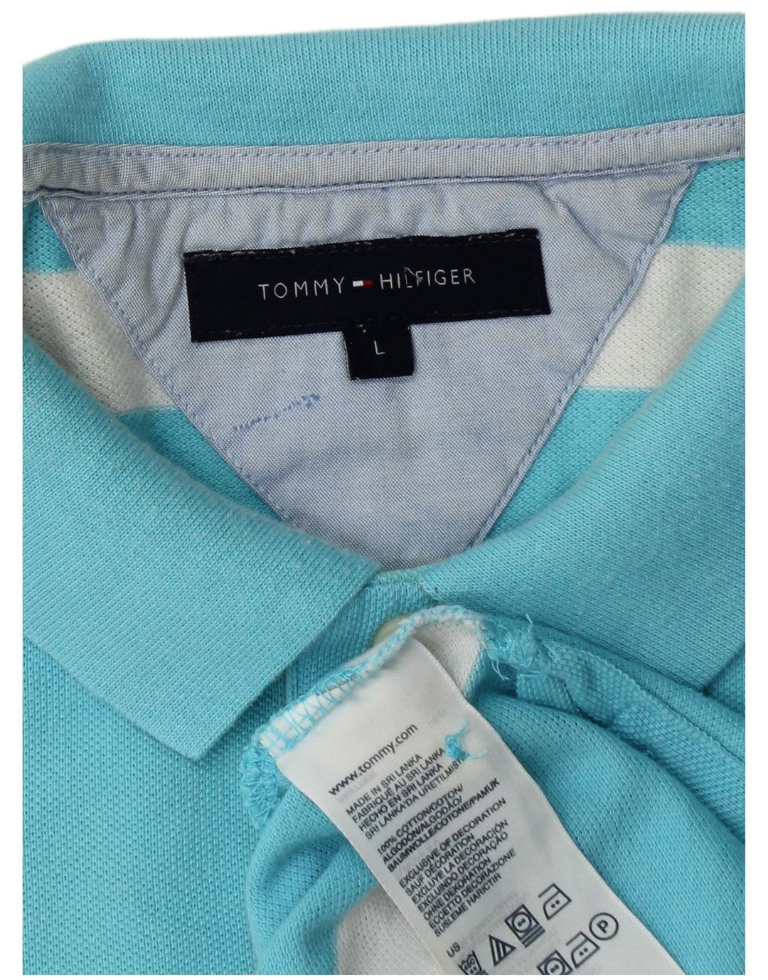 Tommy Hilfiger Herren-Poloshirt, groß, blau gestreift, Baumwolle