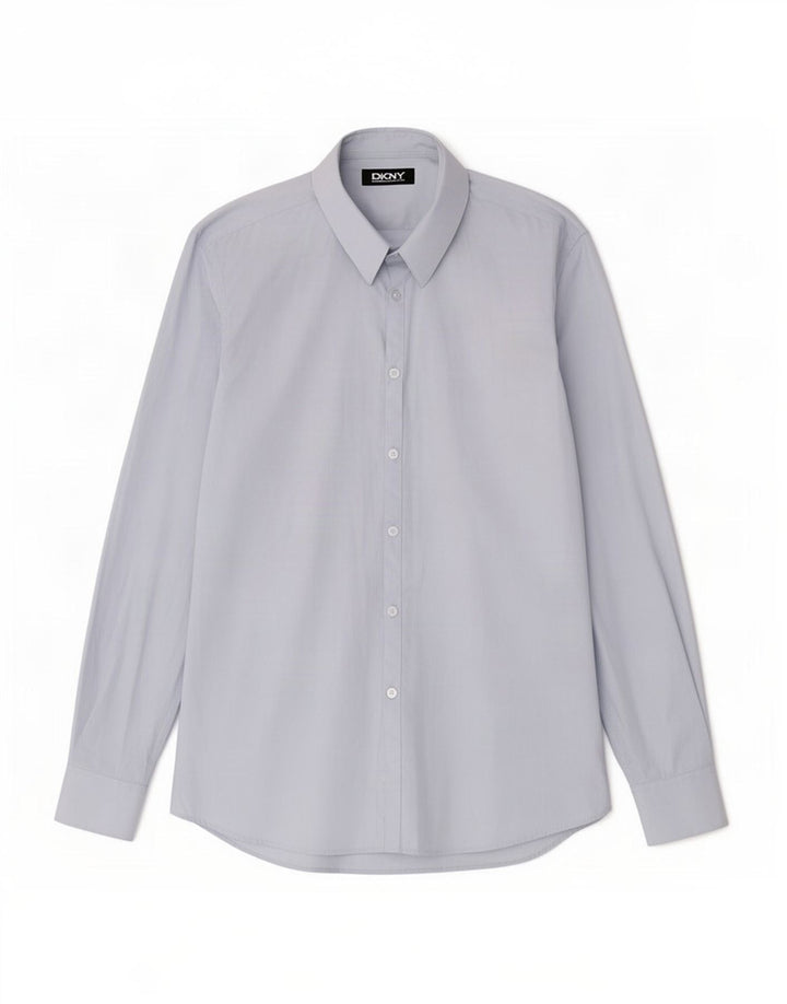 Dkny Herrenhemd, Größe 16, groß, blaue Baumwolle