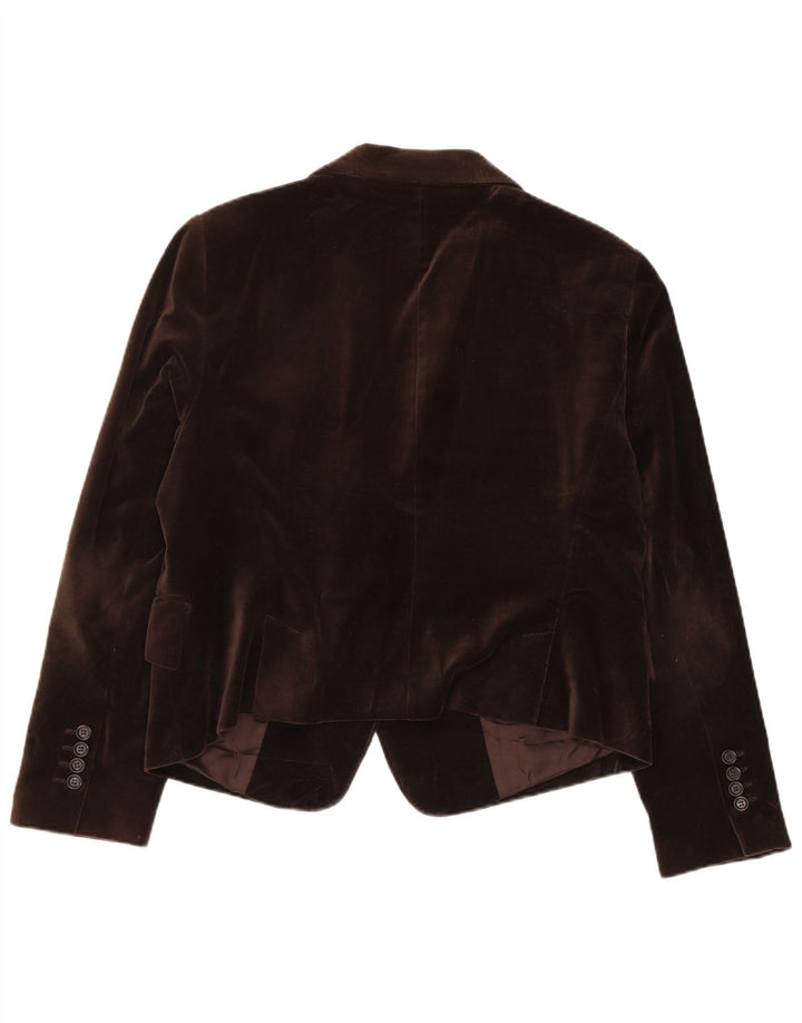 Zara Damen 2-Knopf-Samt-Blazerjacke UK 18 XL Braune Baumwolle