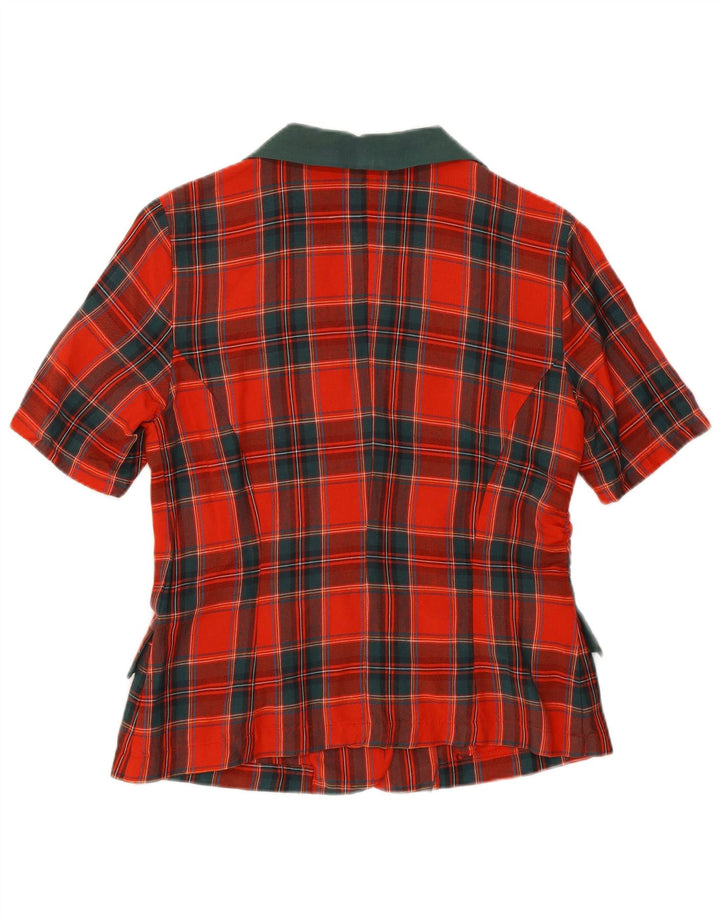 Vintage Damen Kurzärmelige 2-Knopf-Blazerjacke UK 10 Small Red Check