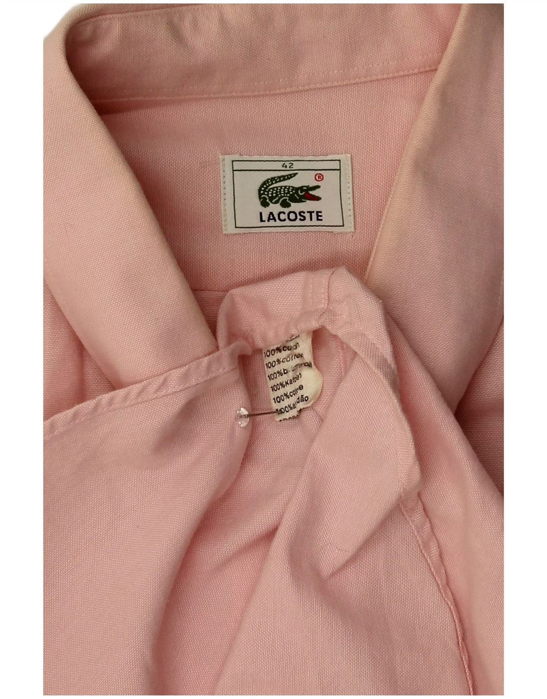 Lacoste Herren Kurzarmhemd Größe 42 Große rosa Baumwolle