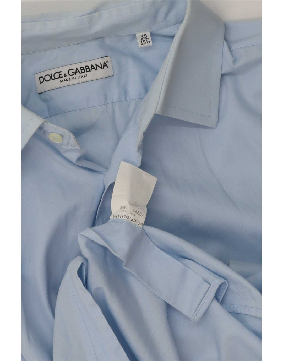Dolce & Gabbana Herrenhemd Größe 39 15 1/2 mittelblaue Baumwolle