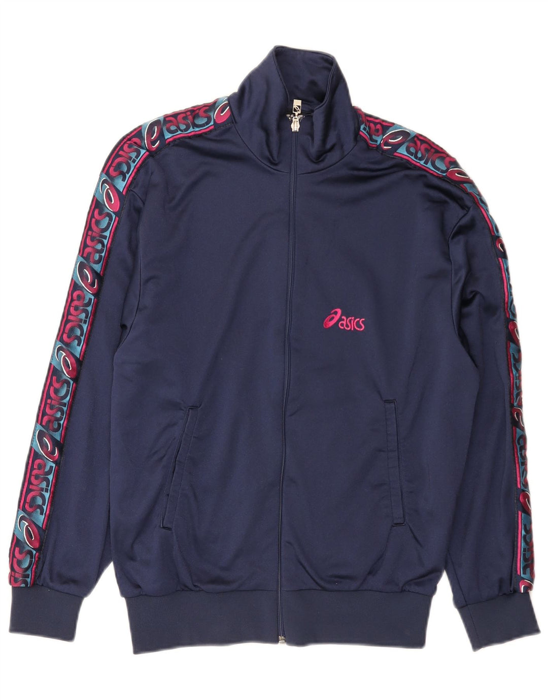 Asics Herren-Trainingsanzugoberteil mit Grafik, IT 46, Größe S, Marineblau, Farbblock