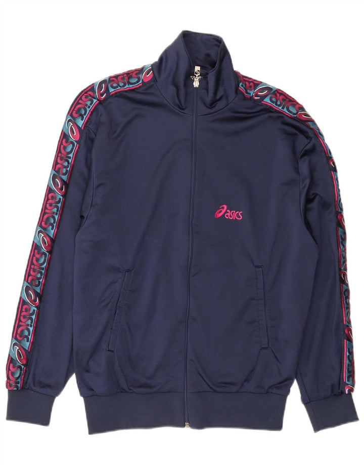 Asics Herren-Trainingsanzugoberteil mit Grafik, IT 46, Größe S, Marineblau, Farbblock