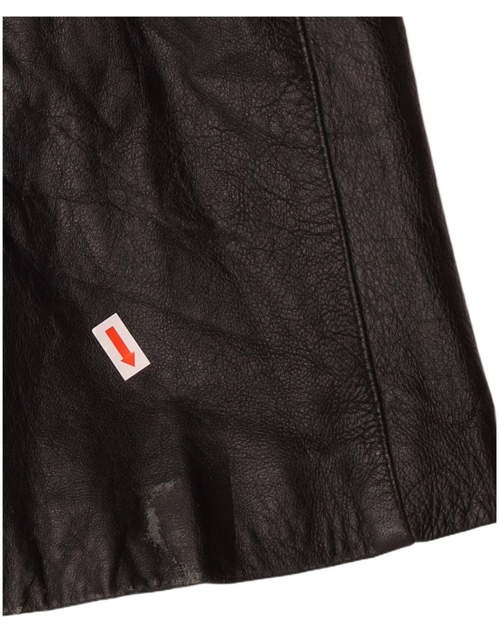 NEUE KOLLEKTION Damen-Ledermantel IT 44 Mittelschwarzes Leder
