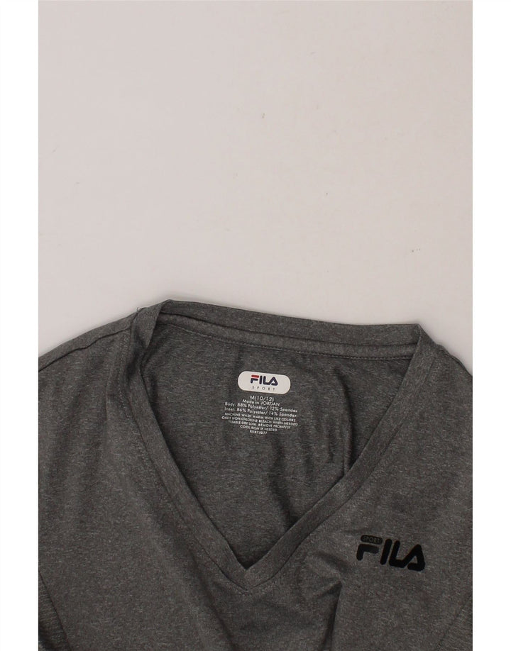 FILA Girls T-Shirt Top 10-11 Years Medium Grey Polyester Vintage Fila and Second-Hand Fila from Messina Hembry 