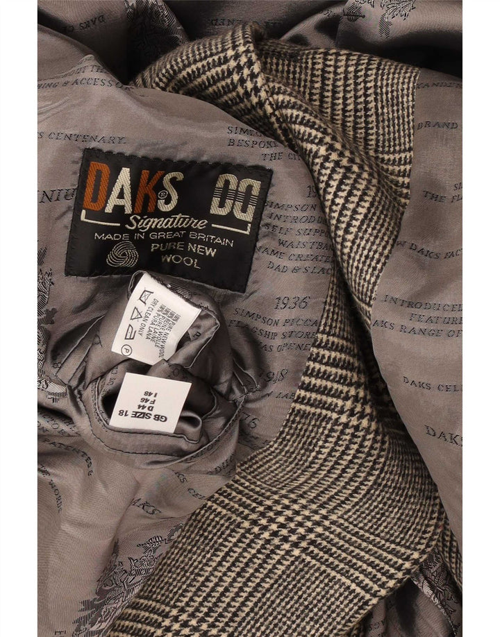 DAKS Damen-Blazerjacke mit 4 Knöpfen, UK 18, XL, grau kariert, Schurwolle