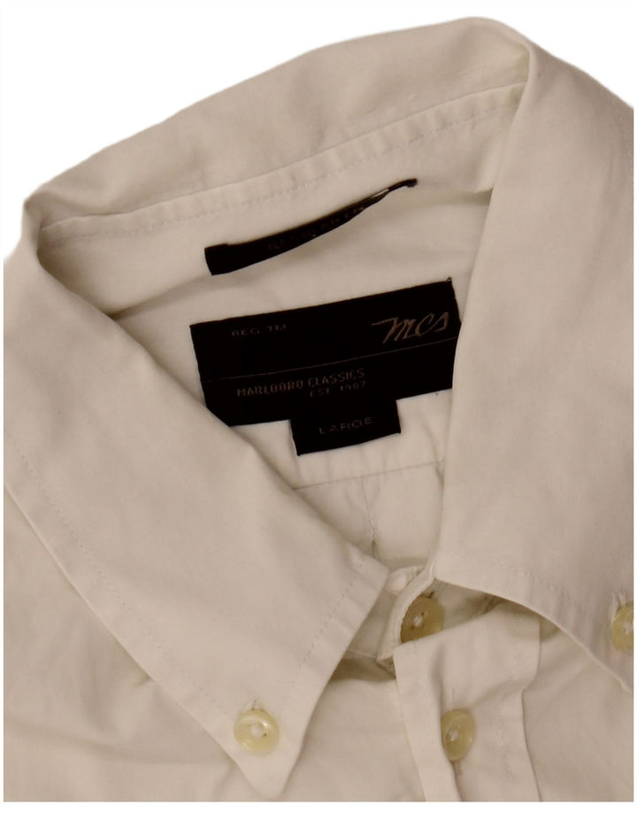 Marlboro Classics Herren-Hemd in normaler Passform, Größe L, Weiß