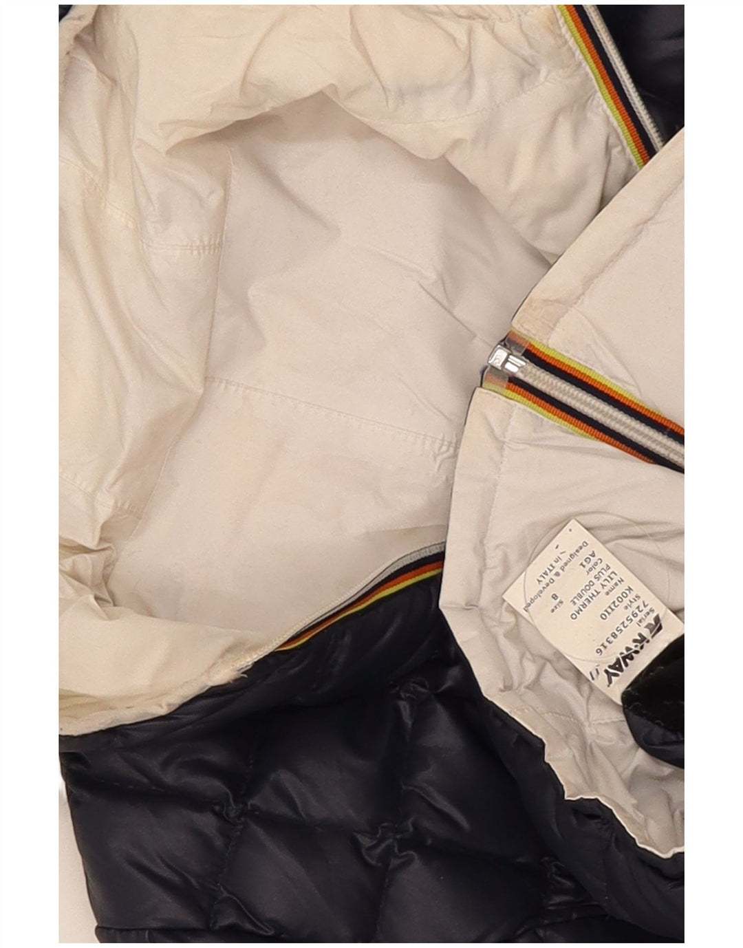 K-Way Wattierte Jacke mit Kapuze für Mädchen, 7–8 Jahre, Marineblau