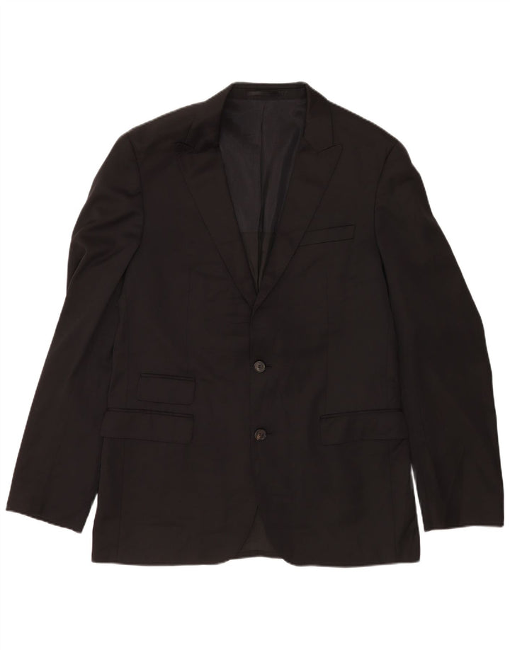 Hugo Boss Herren 2-Knopf-Blazerjacke UK 40 Große schwarze Schurwolle